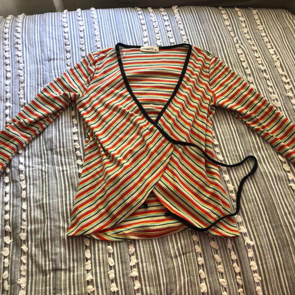 Striped Wrap Top